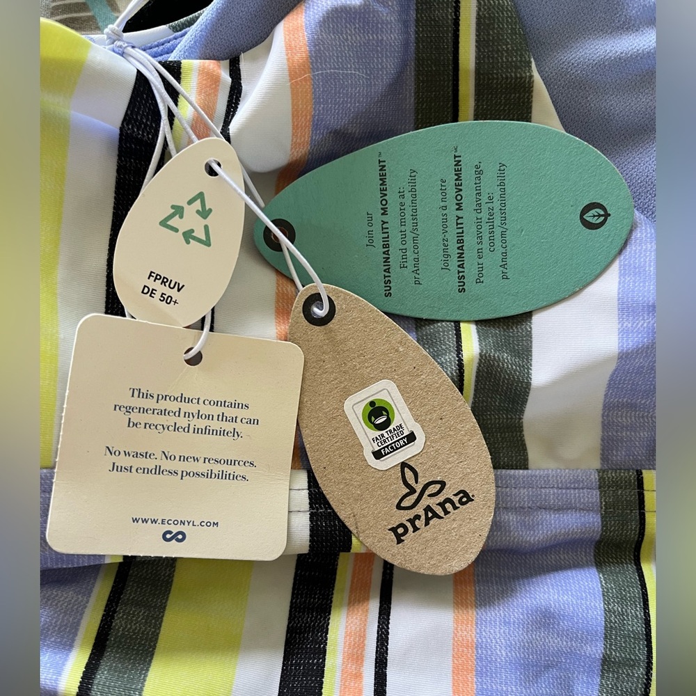 Prana Multicolor Striped Tankini Top in Yellow, Blue, Green, White new w/out tag - Picture 5 of 9